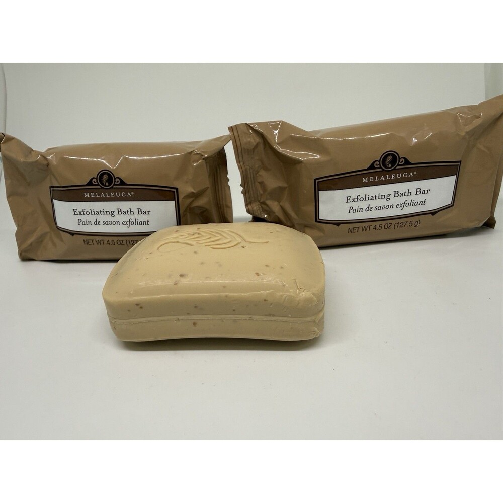 2 Melaleuca Exfoliating Bath Bar 4.5oz 127.5gr With Aloe Vera Almond-Vanilla New